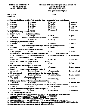 Đề khảo sát chất lượng giữa học kì I Tiếng anh lớp 8 - Năm học 2014-2015 - Phòng GD & ĐT Bình Giang